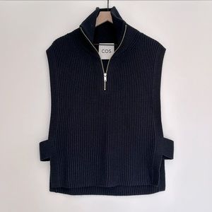 COS | Men’s Half-Zip Sweater Tank Vest | OS | Navy